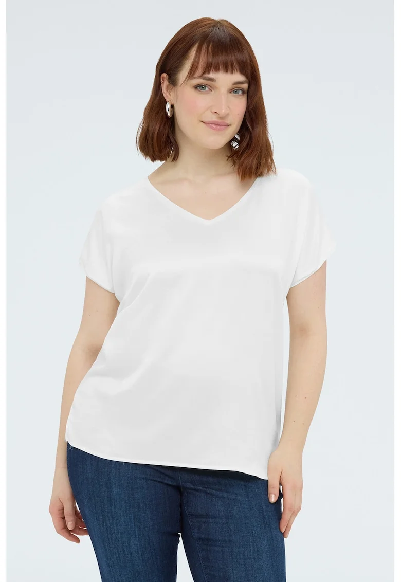 Tricou cu decolteu in V, Alb