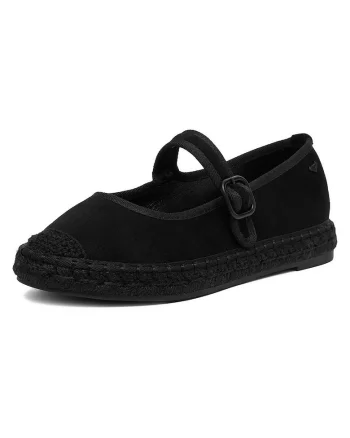 Espadrile dama  negru, textil/piele ecologica, cu catarama,