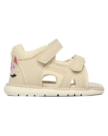 Sandale fete  bej, sintetic, sistem inchidere Velcro