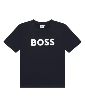 Tricou din bumbac cu imprimeu logo contrastant, Bleumarin