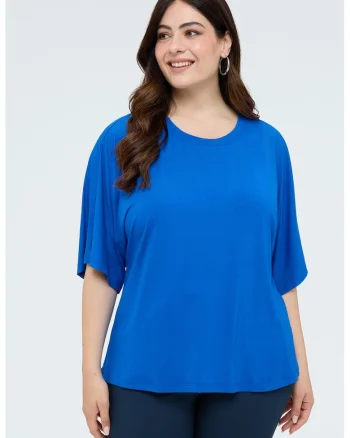 Tricou cu decupaj pe partea din spate, Albastru electric