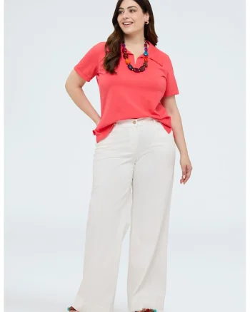 Tricou polo cu model uni, Rosu corai