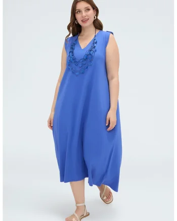 Rochie lejera din amestec de bumbac, Albastru royal