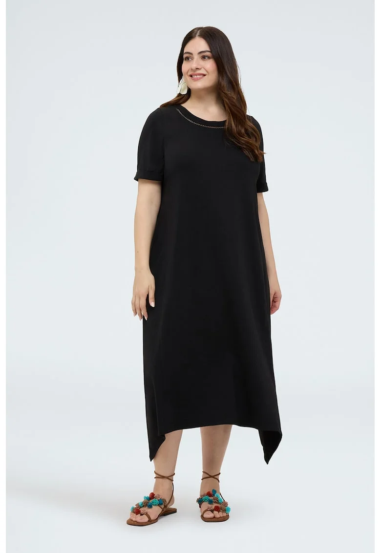 Rochie asimetrica din amestec de bumbac, Negru