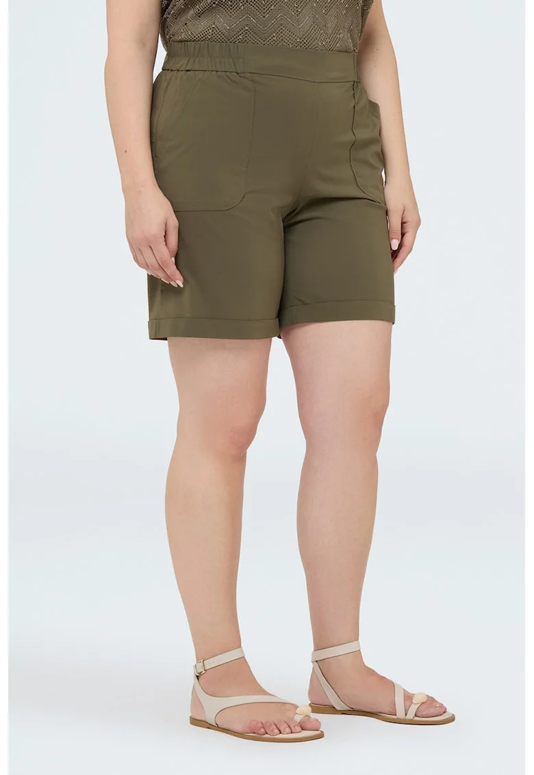 Pantaloni scurti cu talie inalta, Kaki inchis
