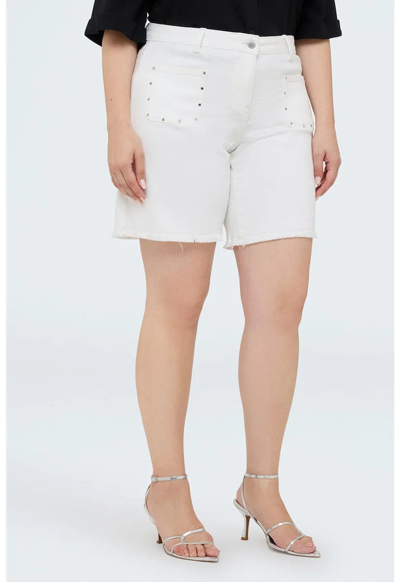 Pantaloni scurti din denim cu buzunare, Alb