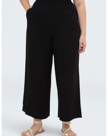 Pantaloni crop cu croiala ampla, Negru