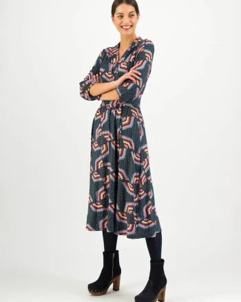 Rochie midi evazata cu imprimeu,
