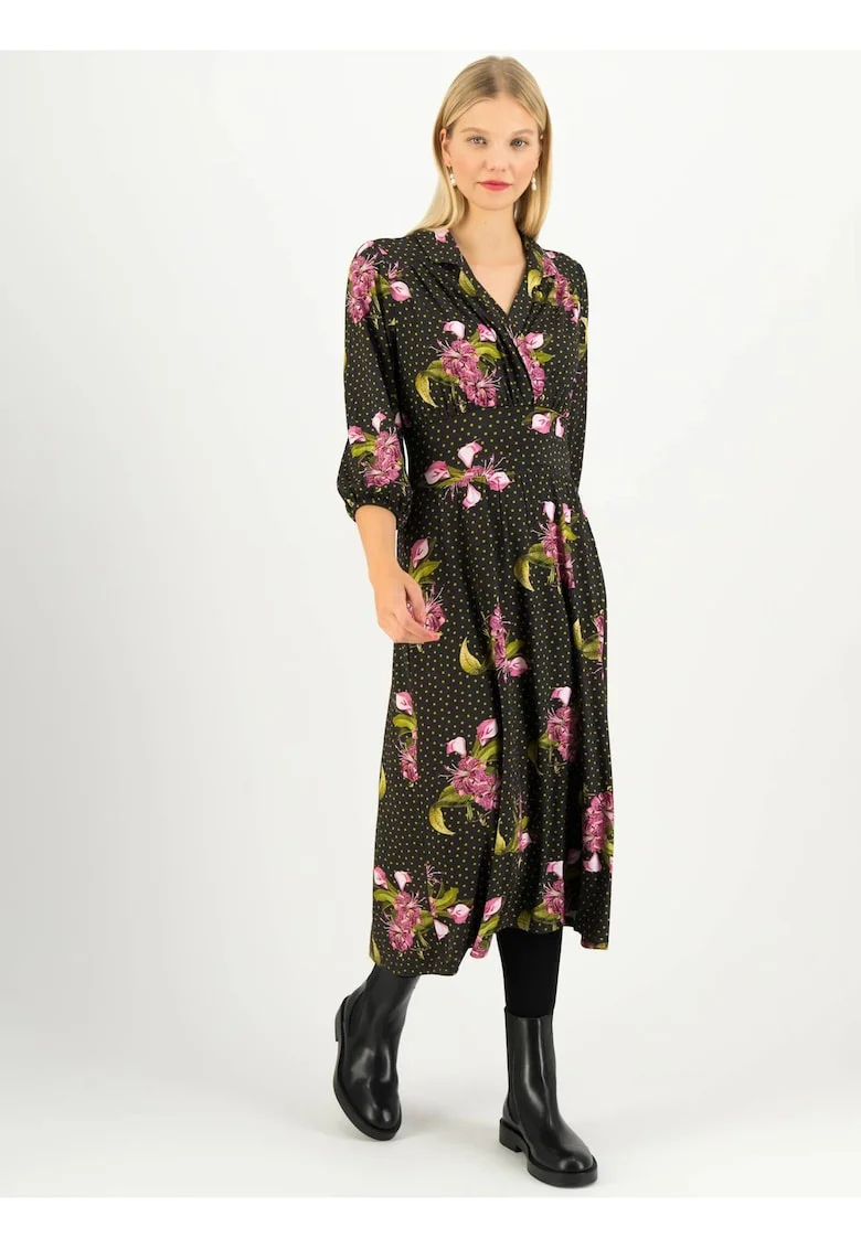 Rochie midi evazata cu imprimeu,