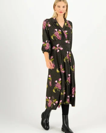 Rochie midi evazata cu imprimeu,