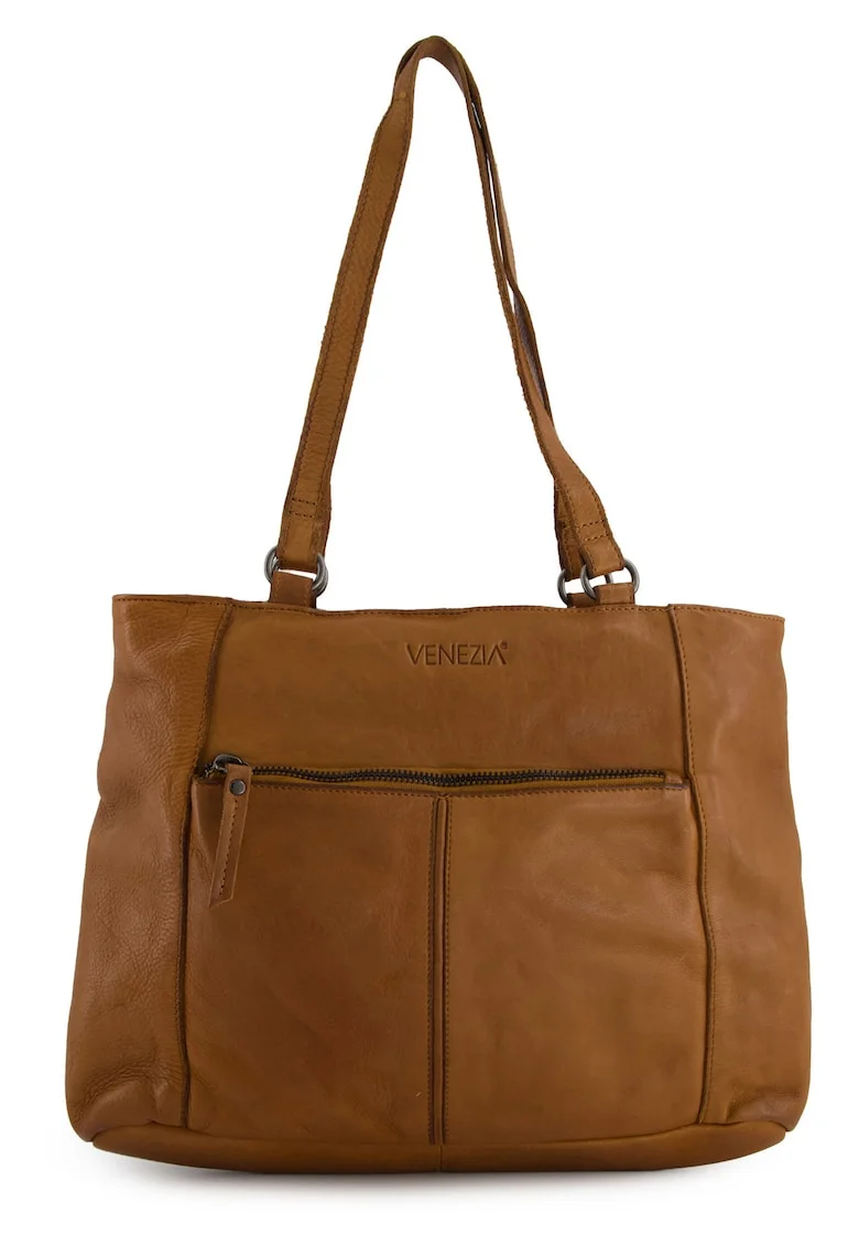 Geanta shopper din piele naturala cu doua barete fixe