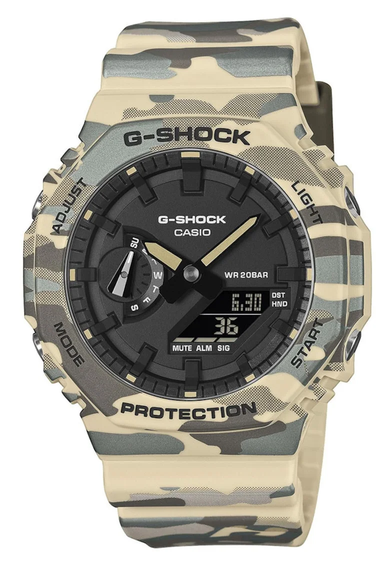 Ceas barbati  GA-2100CM-5AER camuflaj curea cauciuc 45x11mm