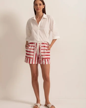 Pantaloni Scurti Dama Rimini Tesatura Bumbac, Alb
