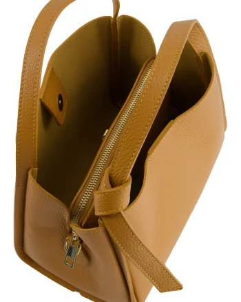 Geanta de mana  piele naturala maro 25x19x15cm curea reglabila