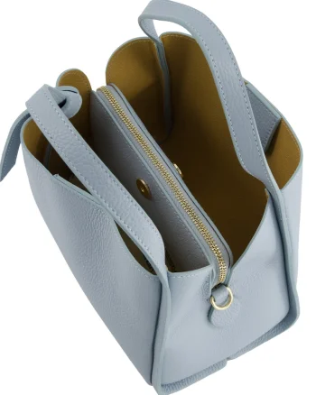 Geanta dama  piele naturala albastru 25x15x19cm curea reglabila detasabila