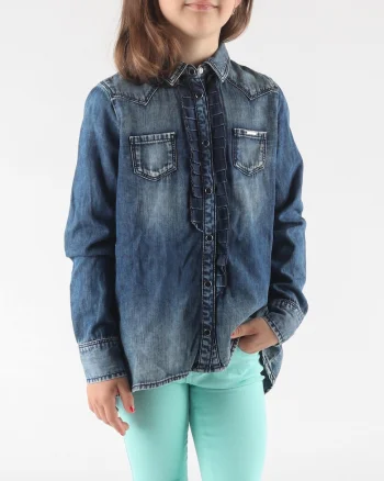 Camasa din chambray cu aspect uzat Cosima,