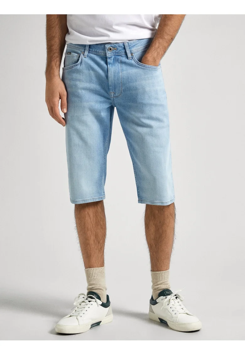 Bermude din denim cu aspect prespalat,