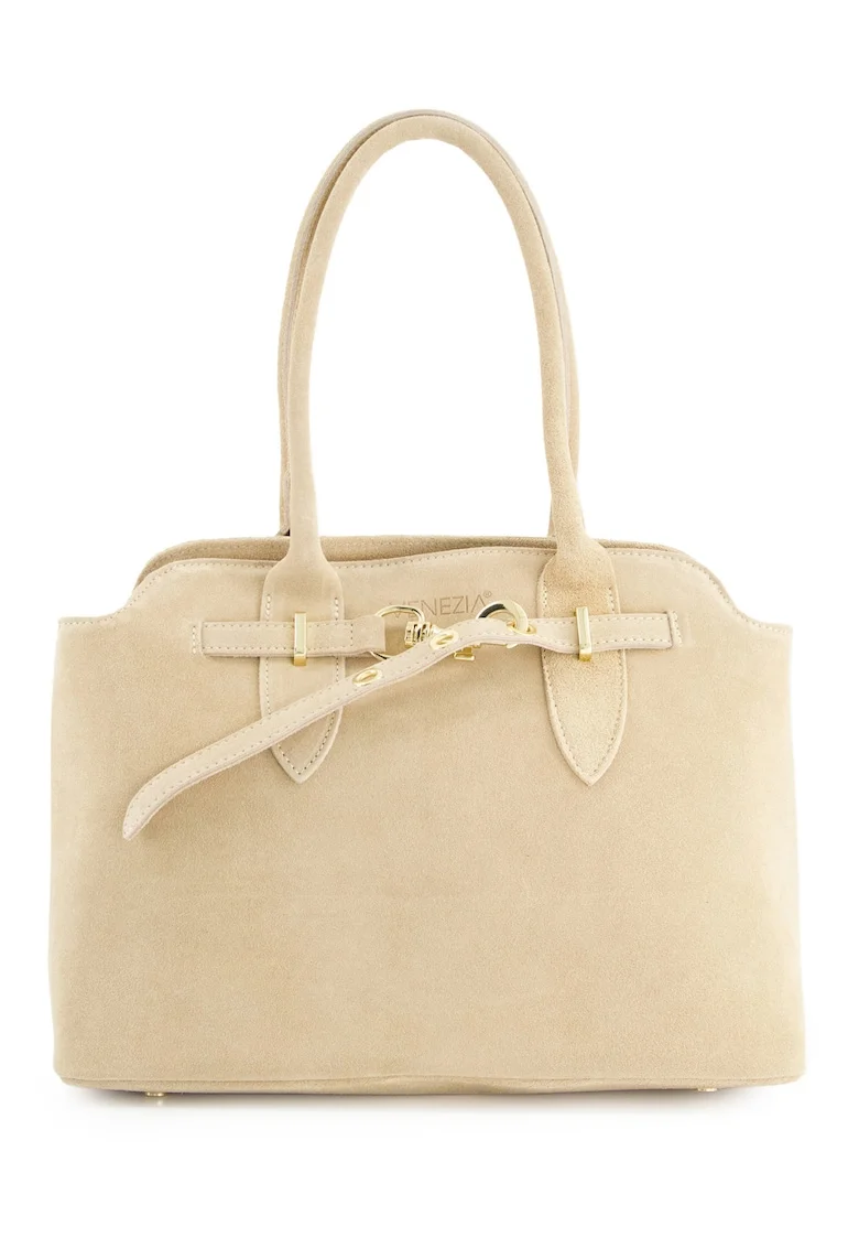 Geanta shopper  piele naturala bej 27x36x13cm