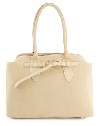 Geanta shopper  piele naturala bej 27x36x13cm