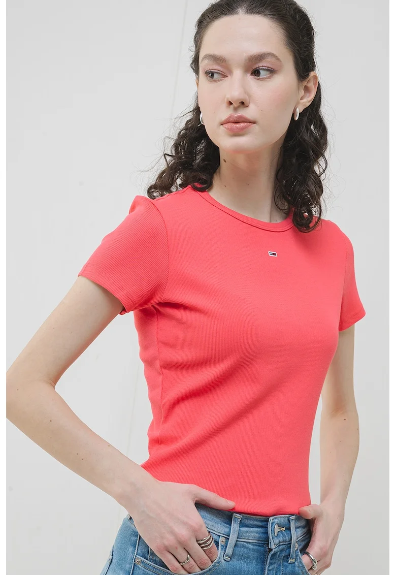 Tricou slim fit striat, Coral