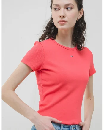 Tricou slim fit striat, Coral