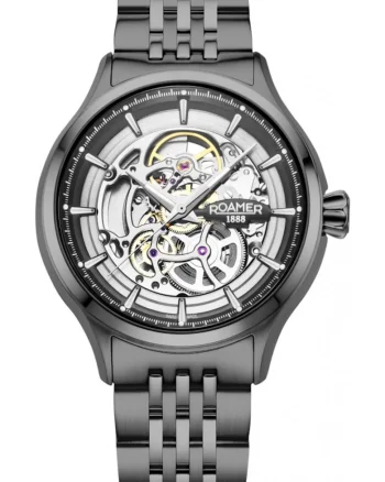 Ceas barbatesc  101984 45 85 10, clasic, negru, cu mecanism skeleton