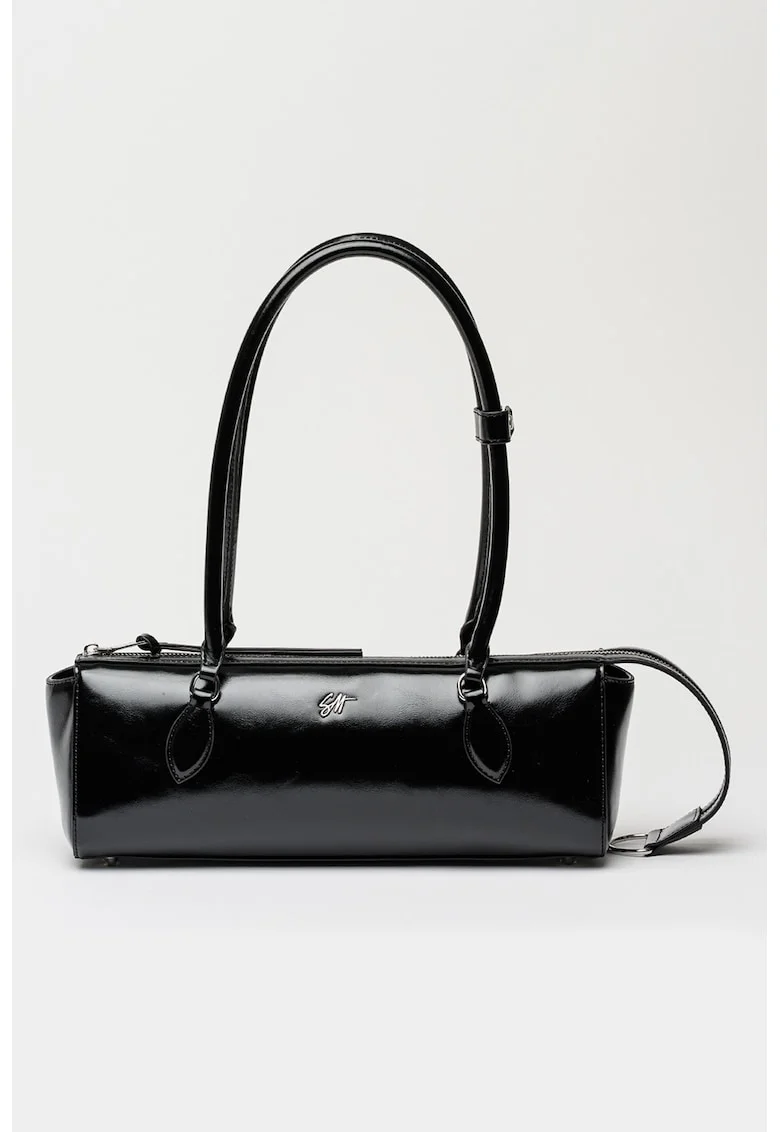Geanta bowler de piele ecologica Remie, Negru