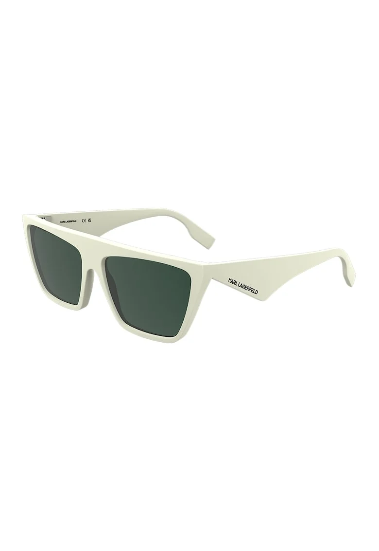 Ochelari de soare dreptunghiulari unisex cu lentile uni, Alb fildes
