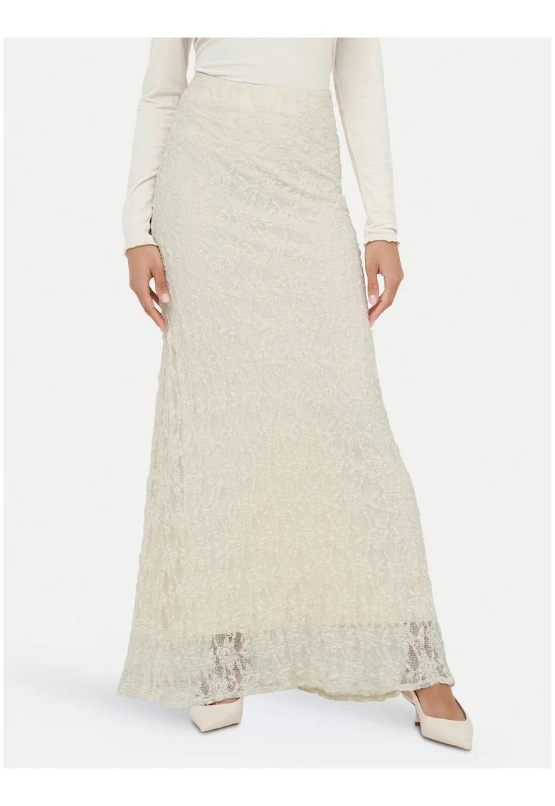Fusta maxi Dama,  bej, material viscoza si poliamida, stil casual