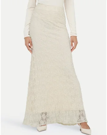 Fusta maxi Dama,  bej, material viscoza si poliamida, stil casual