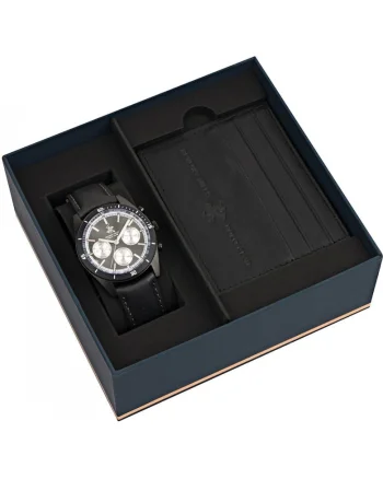 Setul masculin BEVERLY HILLS BP3619X.661, husa neagra pentru carduri in stil fashion