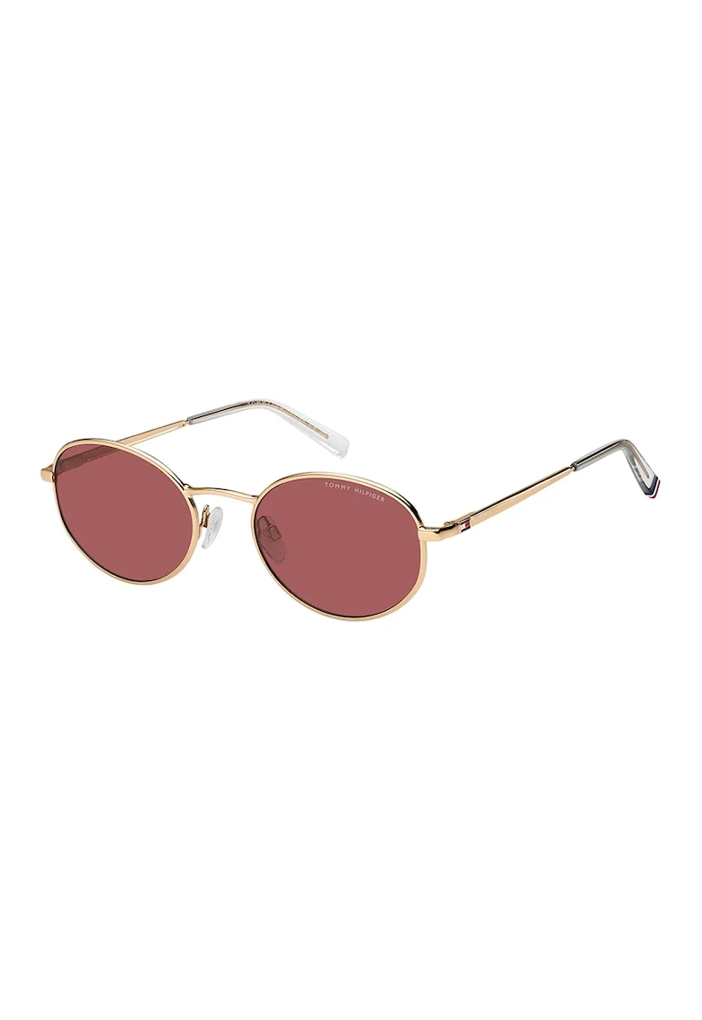 Ochelari de soare unisex ovali cu rama metalica, Auriu