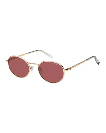 Ochelari de soare unisex ovali cu rama metalica, Auriu