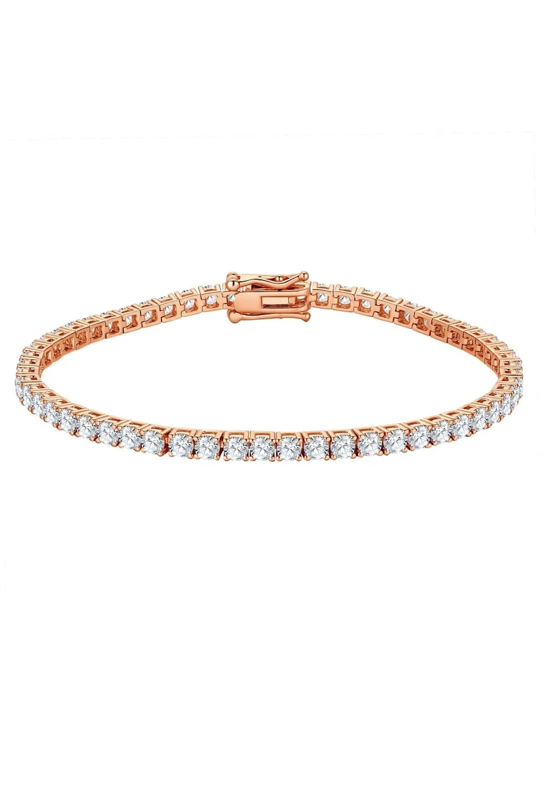 Bratara placata cu aur de 14K si decorata cu zirconia, Auriu rose