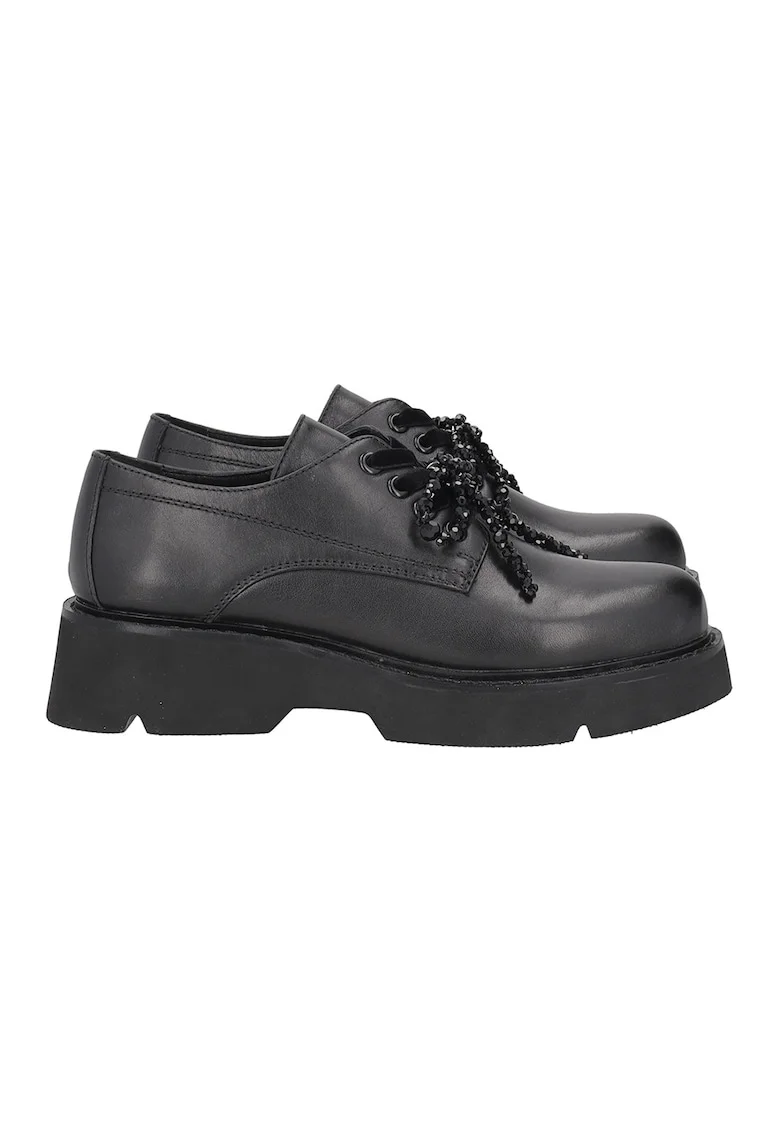 Pantofi de piele cu aspect masiv, Negru