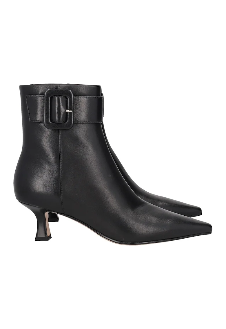 Botine de piele cu varf ascutit, Negru