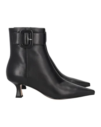 Botine de piele cu varf ascutit, Negru