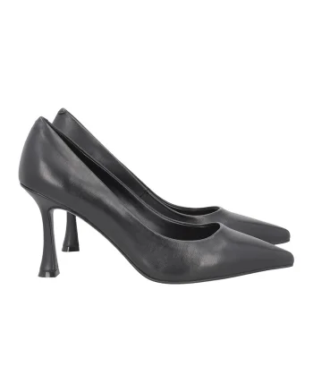 Pantofi uni de piele cu toc, Negru