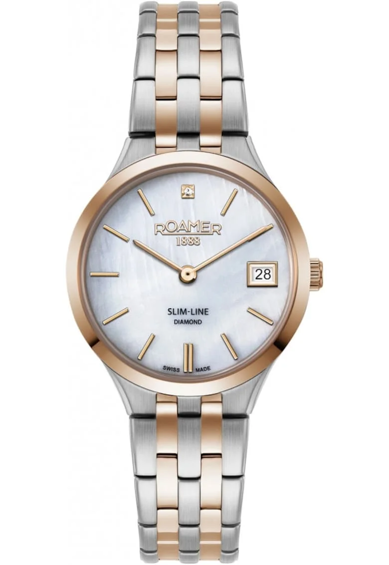 Ceas de dama  864857 49 20 50, roz cu aur roz clasic, cu diamante