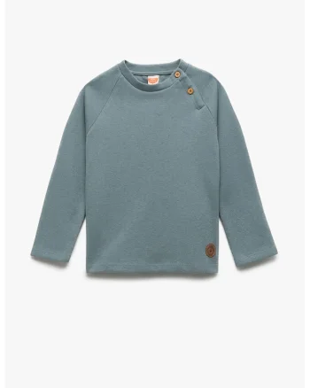 Bluza de trening din bumbac cu maneci raglan, Albastru petrol