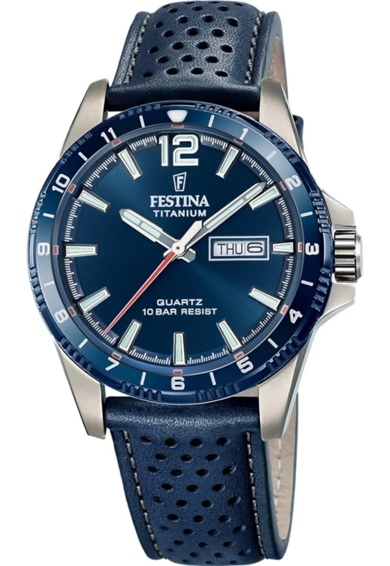 Ceas de barbati  20699/2, sportiv, de culoare bleumarin, din titan