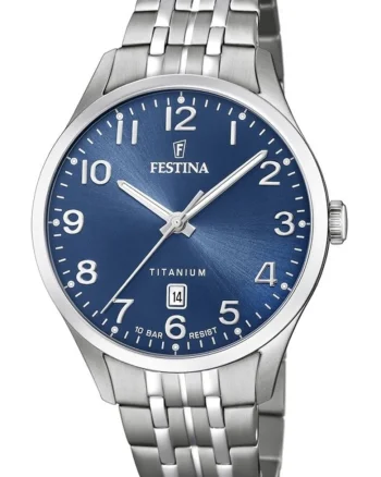 Ceas de barbati  20466/2 clasic albastru din titan
