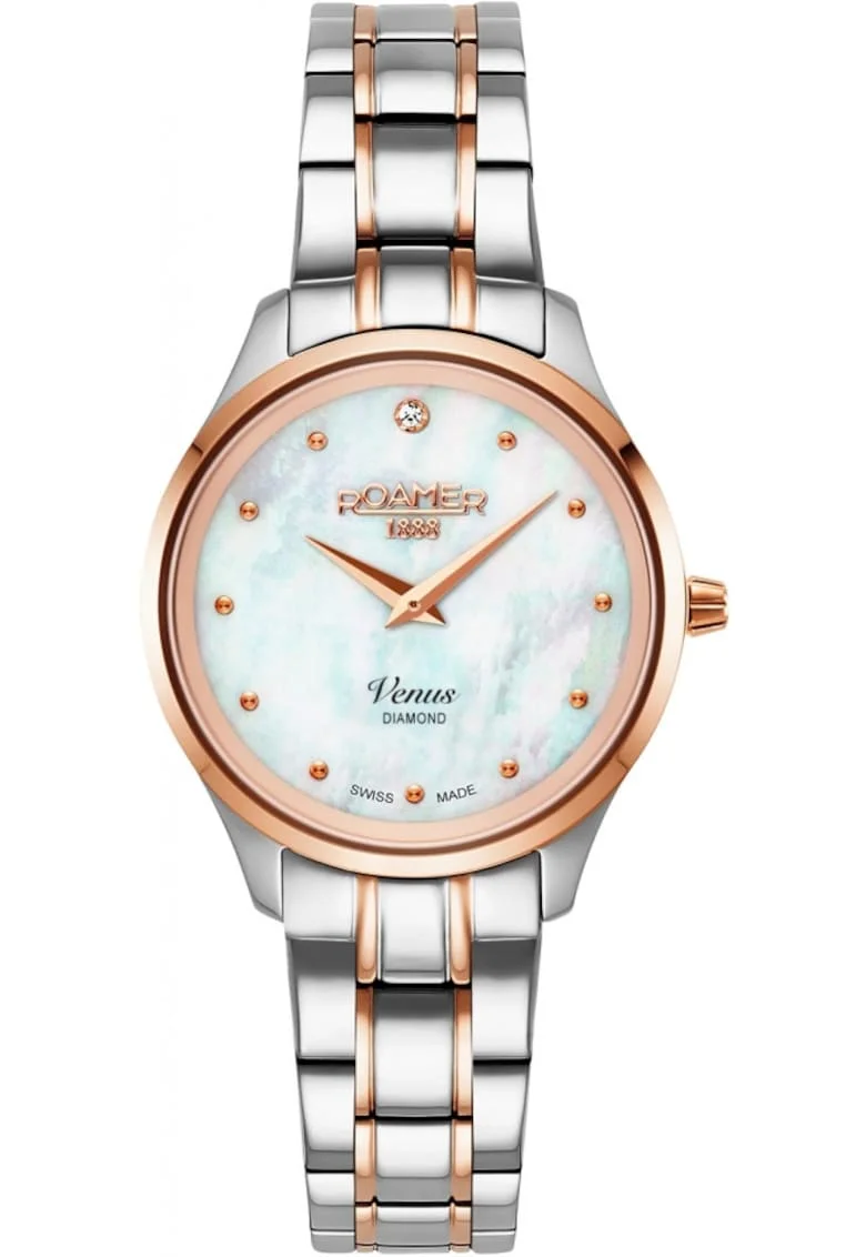 Ceas de dama  601857 49 89 20 aur roz clasic cu diamante