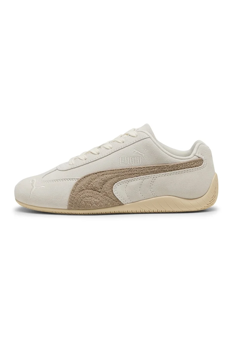 Pantofi sport Speedcat Elevated din piele intoarsa cu logo brodat, Bej inchis/Bej deschis