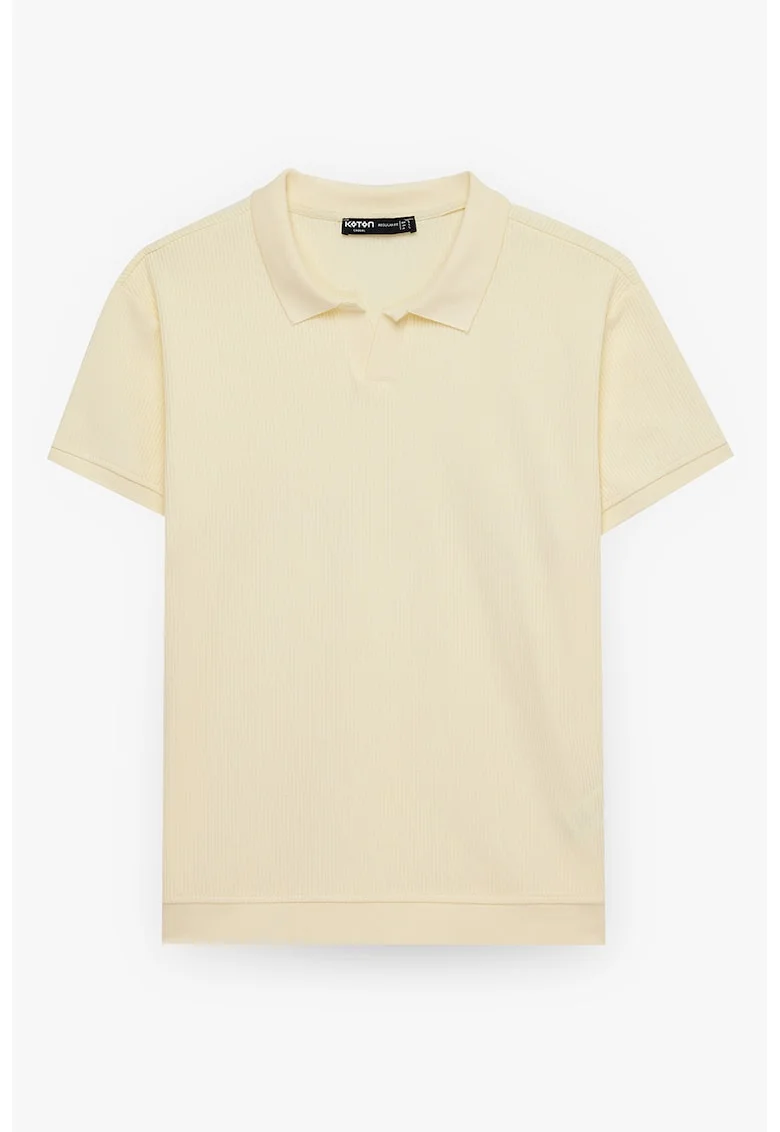 Tricou polo regular fit cu aspect texturat, Galben pastel