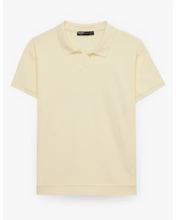 Tricou polo regular fit cu aspect texturat, Galben pastel