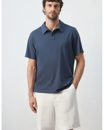 Tricou polo de bumbac, Albastru cobalt