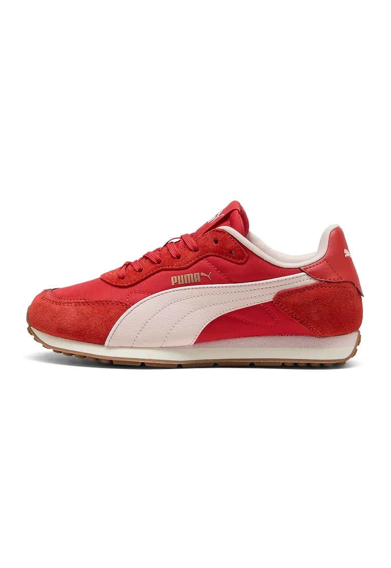 Pantofi sport Miler cu garnituri de piele intoarsa, Rosu/Rosu capsuna