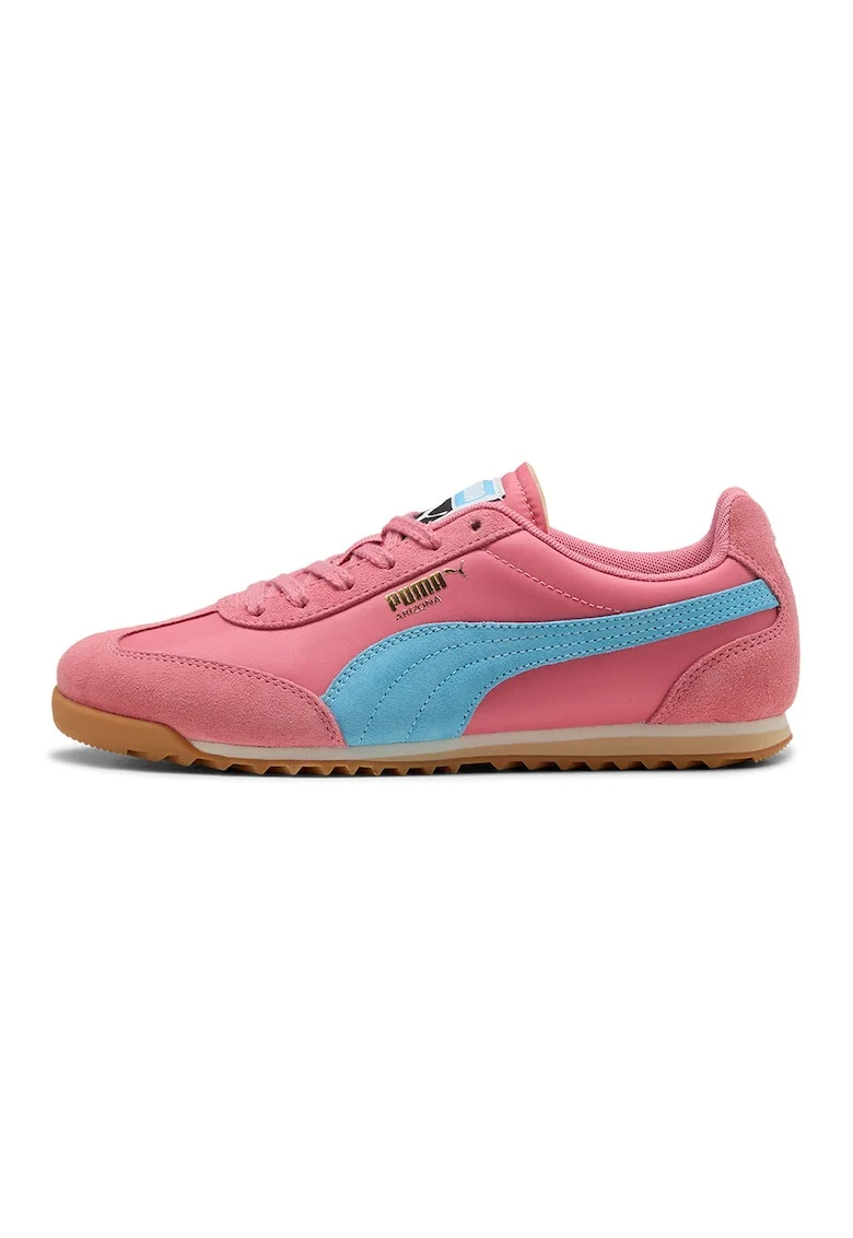 Pantofi sport Arizona cu detalii de piele intoarsa, Albastru lavanda/Rosu capsuna