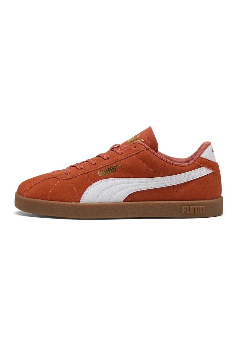Pantofi sport Club II Intense unisex de piele intoarsa, Alb/Portocaliu mandarina